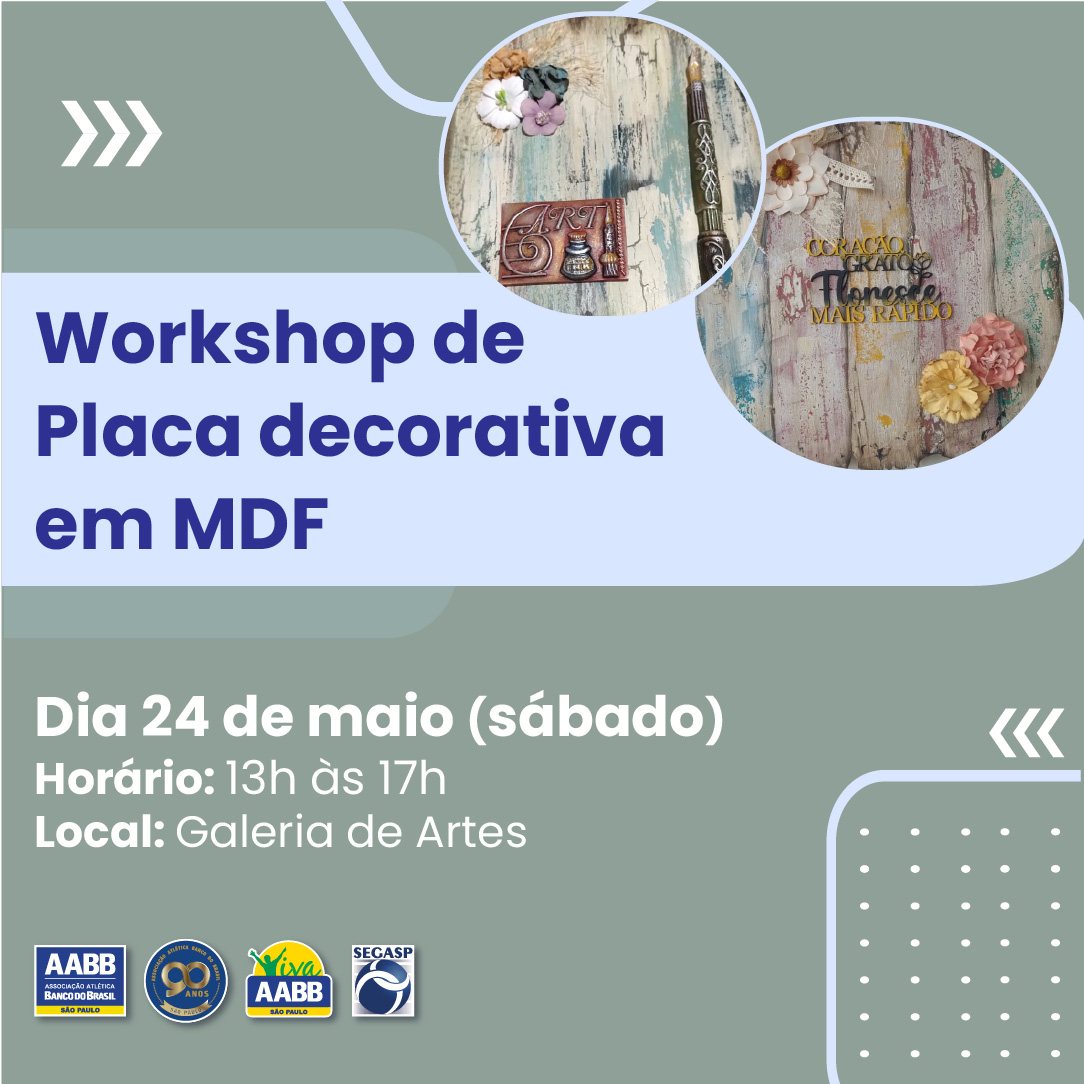 Workshop de placa decorativa em MDF